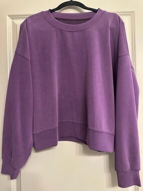 Lululemon Perfectly Oversized Cropped Crew *Softstreme Dramatic Magenta Size 14
